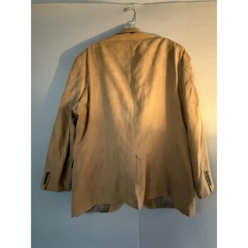 Chaps Blazer Sport Coat Mens 44R Brown Suede Look Polyester Classic Jacket